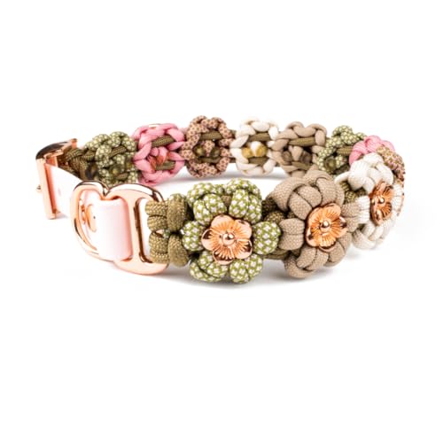 Hundehalsband Tierluxe Blumen Paracord (Rosa, XL Halsumfang 40-46 cm)