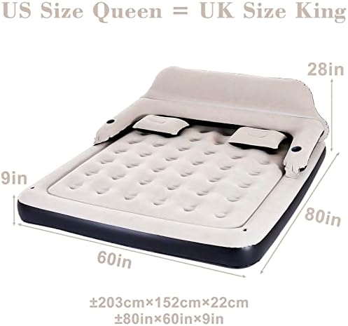 RAPTAVIS US Size Queen/ UK Size King Air Sofa Bed Blow Up Mattress,Inflatable Bed with Pillows and Backrest