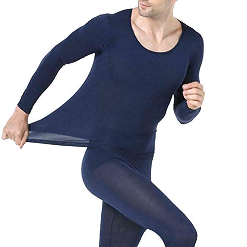 CozyRdm Men Seamless Thermals, Elastic Inner Wear, Solid Color Warm Slim Underwear, Sport Long Johns Base Layer for Male, Winter Gear Compression Suits for Winter