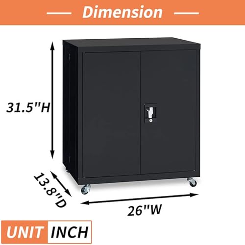 Lucypal Metal Storage Cabinets With Wheels,Lockable Steel Storage Cabinet With Doors And Shelves,Office Cabinet For Home,Office,Garage,Classroom,Black #TOP2
