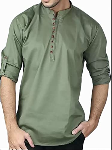 Image of Cotton Men's Straight Long Kurta for Men Traditional