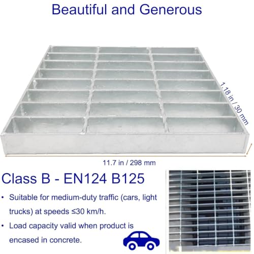 Image of Galvanized Steel Drain Grate, Driveway Channel Cover 12x12 in