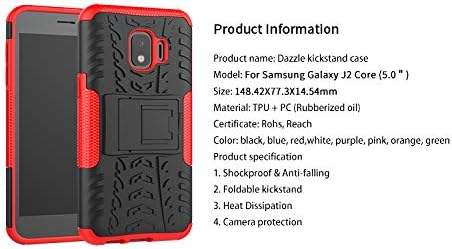 Yiakeng Samsung Galaxy J2 Core Case, Samsung J2 Shine,Galaxy j2 Dash,Samsung j2 Pure Case, Dual Layer Shockproof Slim Protective with Kickstand Phone Cases Cover Samsung Galaxy J2 Core (Red)