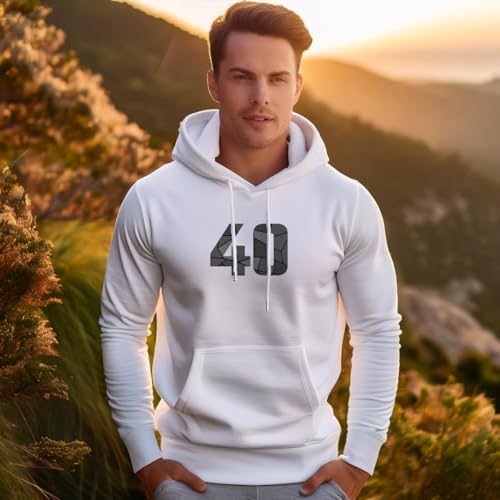 Sweat à capuche blanc 40 Number style unisexe et décontracté - 2