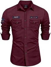 Pure Cotton Double Pocket Shirts for Casual (M, Maroon)