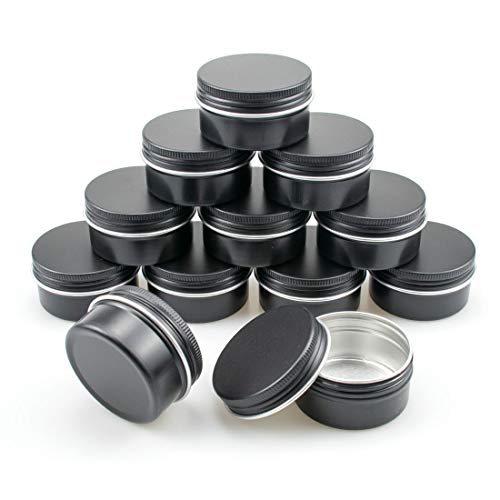 Foraineam 48 Pack 1 Oz. Aluminum Round Lip Balm Tin Containers With Screw Lid - Metal Storage Travel Tins Matte Black Empty Tin Jars #TOP2