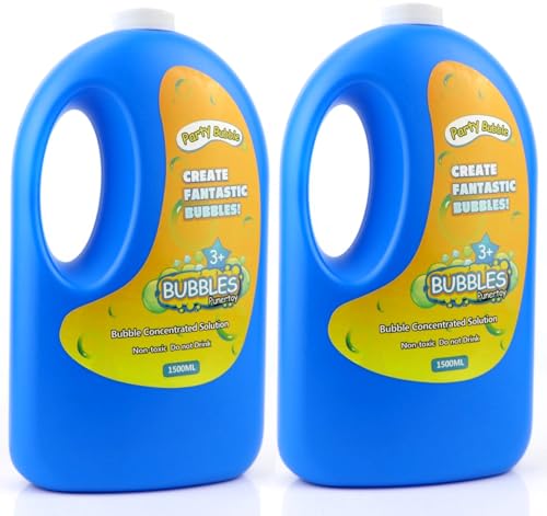 PREMIFY PARTY BUBBLE CREATE FANTASTIC BUBBLES 3+ NON-TOXIC 2 PACKS(1500ML EACH) BUBBLE LIQUID WATER SOLUTION -100oz/3L FOR BUBBLE MACHINES BUBBLE GUNS ETC