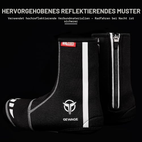 GEWAGE Thermo Fahrrad-Überschuhe, reflektierend, für MTB und Rennrad (Black, M) – Ansicht 5