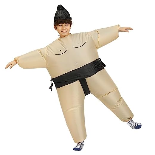 Trajes de Luchador de Sumo Inflables Ligeros y Duraderos, Disfraz Inflable Reutilizable para Eventos Al Aire Libre, Navidad y Cosplay (Niños (para 120-140 cm))
