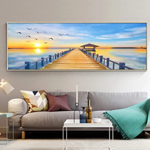 Paysage marin arbre impressions sur toile 50x150 cm pour décoration de salon moderne