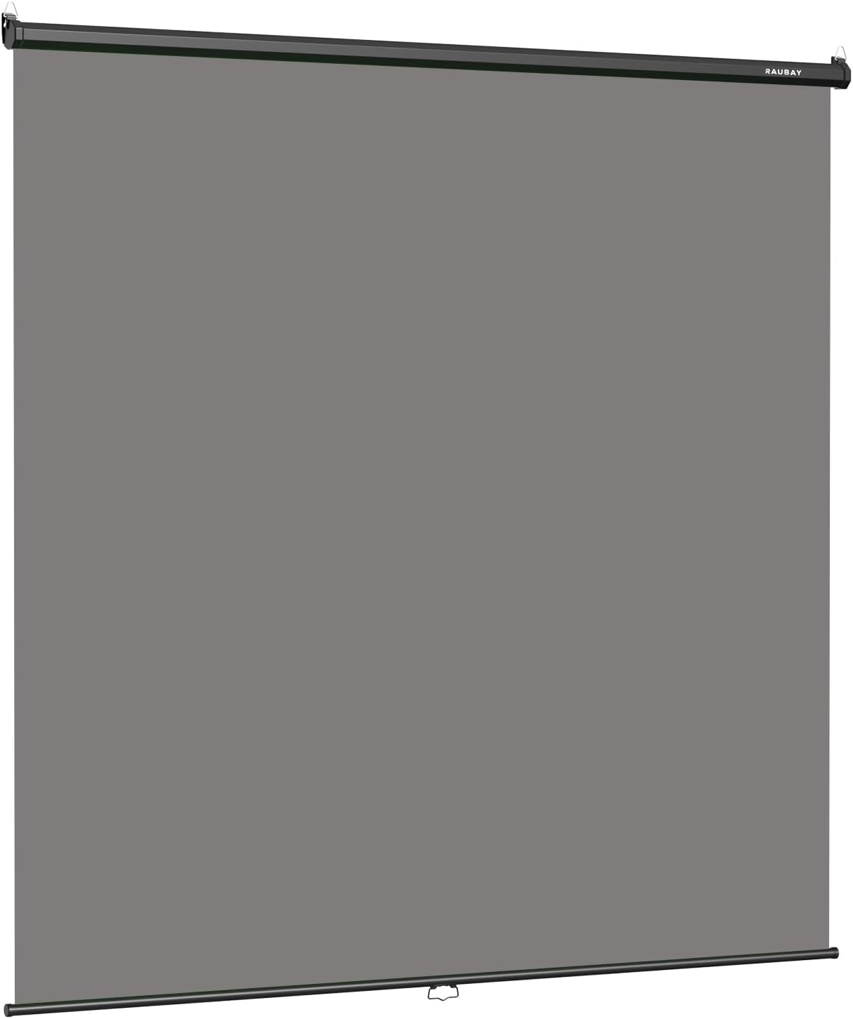 RAUBAY Retractable Pull Down Grey Screen Backdrop - 78.7" x 86.6" Collapsible Wall-Mount Background for Professional Video Production, Photography, TikTok and Video Conferencing