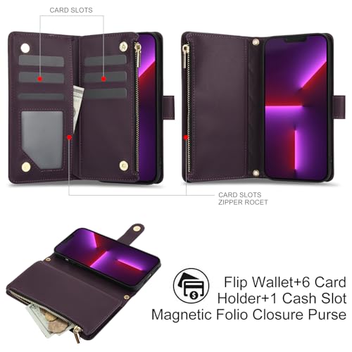 Coque iPhone 13 Pro avec protège-écran et fermeture éclair Asuwish