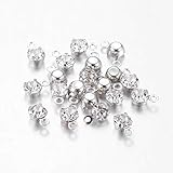 Pandahall 100pcs Mini Crystal Brass Middle East Rhinestone Charms Beads Platinum Round Clear Rhinestone Pendants for Jewelry Making DIY Findings Ornament Gifts for Women
