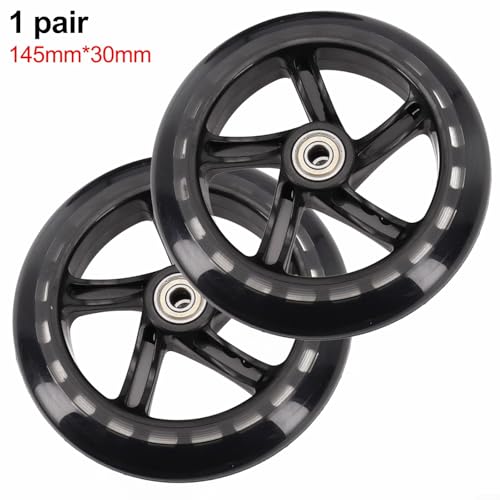 2 Stück PU-Rad für Roller, Rollschuhe und Wagen, hervorragender Griff und langlebige Lager (145 mm x 30 mm transparent)