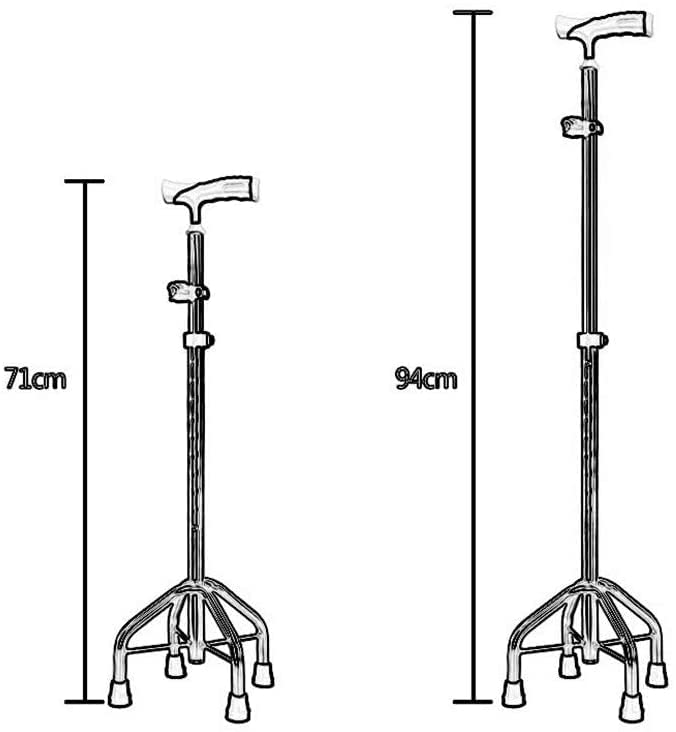 Stampelle telescopiche antiscivolo Stampella per camminare Bastone per anziani Quattro gambe Multifunzione Regolabile in altezza Quattro angoli Personale per disabili Ausili per deambulazione per