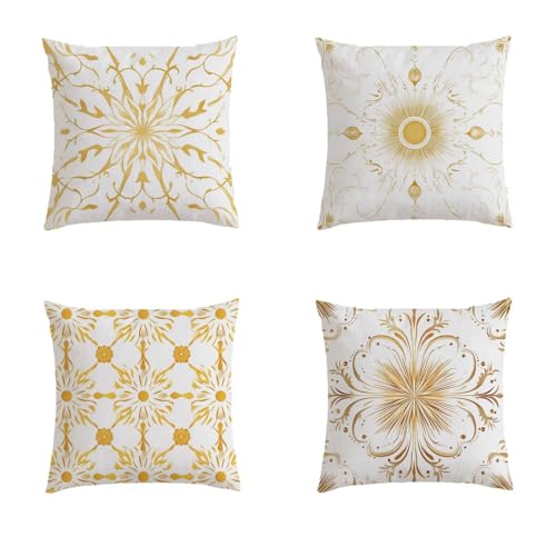 Housse de coussin 80x80cm jaune de style bohemia : idée cadeau idéale