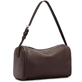 Genuine Leather Crossbody Purses for Women: Medium Barrel Shoulder Bags Designer Trendy Hobo Handbags for Ladies(Coffee)
