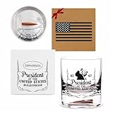 Funny Whiskey Glasses for Men (Inlay A Bullet) (45&47 Merch Cup) (Old Fashioned Glasses) (Father's Day Gifts) (Birthday Gifts for Husband) (Bulletproof character glassware) 8.5oz Rocks Glasses