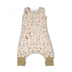 Albero Mio Slaapzak met voetjes, 2,5 tog, 90 x 36 cm, mouwloze trappelzak met biessluiting, overtrek van 100% katoen, voor jongens en meisjes, bosvrienden