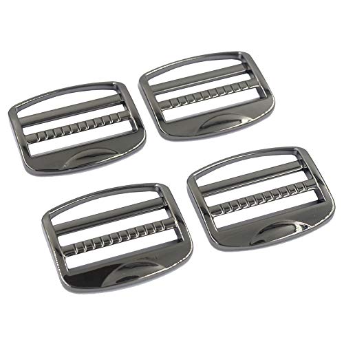 Dgol 1-1/2 Inch Heavy Duty Metal Zinc Alloy Ladder Lock Slider Adjuster Webbing Release Buckles 6Pcs (Gunmetal) #TOP1