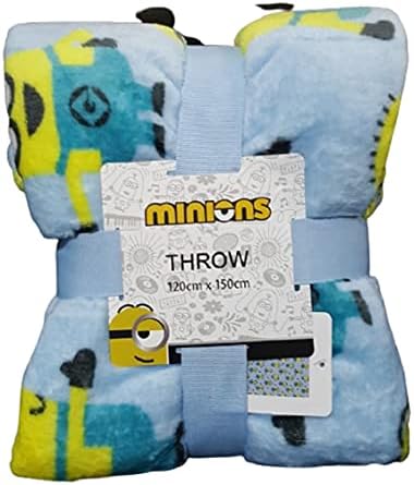 Primark Minnions Super Soft Throw Bed Blanket Home Decor 120 Cm x 150 Cm, Blue