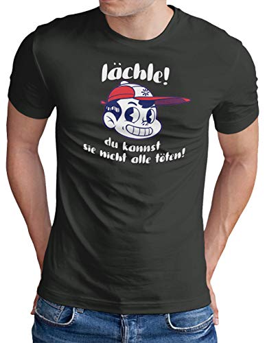 T-shirt OM3 Smile homme gris foncé grande taille 4XL vêtement fun humour