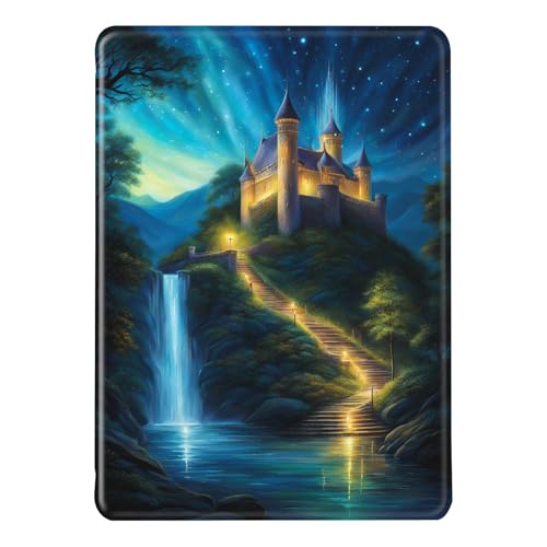 Coque pour Kindle Paperwhite 12e Génération 2024 Housse Flip Silicone Housse Kindle Colorsoft Réveil Auto ou Sommeil PU TPU Case Livre Mer Château Fille Motif Signature Edition Etui 7" (Color 6)