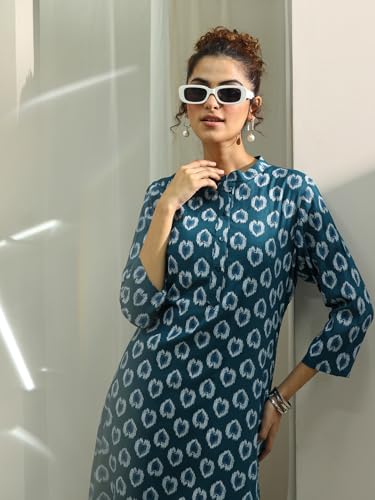 Image of Libas Printed Viscose A Line Kurta Set for women 99232R S | daily wear suit