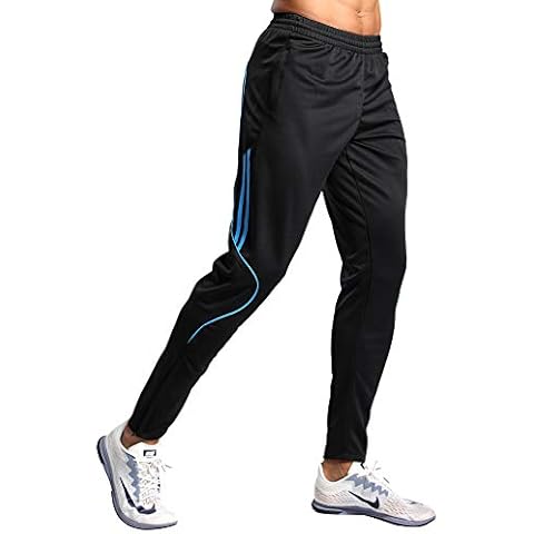 Shinestone Men's Sportswear Soccer jerseyTraining Pants Casual Pants Fitness Pants (Medium, Black Blue) Cover