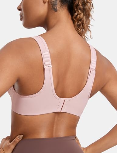 Image of SYROKAN Women's Ladder Adjustable Straps Sports Bras | High Impact, Lightly Pads, Underwire, Large Bust, Full Coverage, Workout Bra