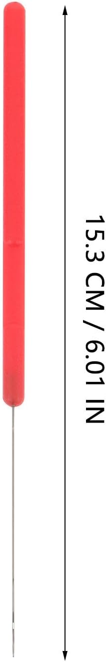 Didiseaon Beading Needles and Steel Wire 10pcs Red with Plastic Handle Thin Safe Threading Tools to Create Beaded Bracelets Faster for Jewelry Making and DIY