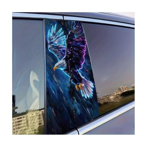 Autocollants de pilier de fenêtre de voiture film de protection brillant aigle chauve néon