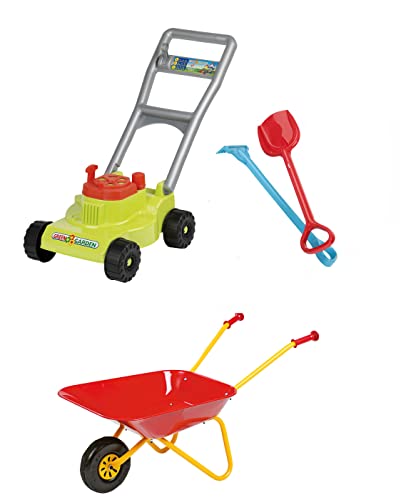 Rolly Toys Kinder Gartenwerkzeug Set: Schubkarre, Rasenmäher, Schaufel,...