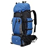 Mochila de Montanhismo 90L Impermeável com Compartimentos Múltiplos Alças Ajustáveis Viagem Ferias Trilha Camping Aventureiro Mochileiro (Azul)