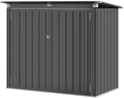 Aoxun Premium Outdoor Storage Shed Material Upgraded Version Metal Trash Can Storage with Chain Lid Waterproof Outdoor Garbage Can Organizer, Ideal for 2 Trash Bins, Generator, Garden Tools (Black) — view 8