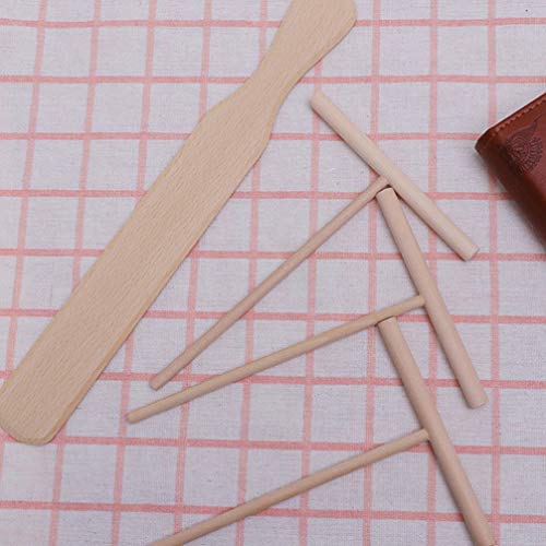 Cabilock 6 peças de crepe, ferramenta para fazer panquecas de madeira, crepe, espalhador e espátula,