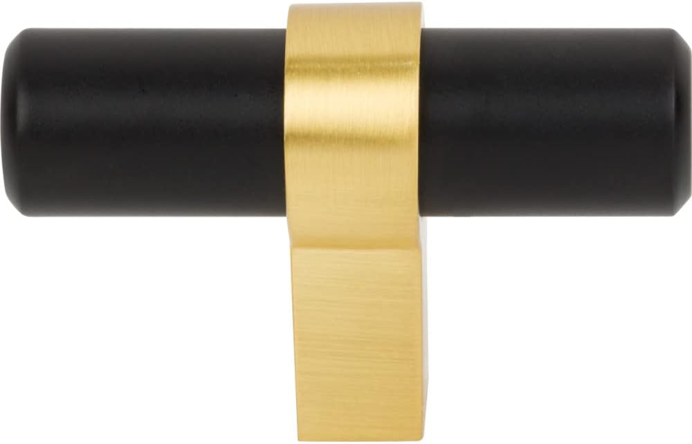 Jeffrey Alexander 2" Overall Length Matte Black with Brushed Gold Key Grande Cabinet T Knob
