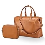 Joyway Leather Travel Bag for Men, Travel Duffel Bags for Women，Large Weekender Overnight Bag, Waterproof Carry On Bag Travel Tote Bag Gym Bag with Luggage Strap