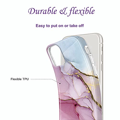 Coque iPhone 11 violette pailletée effet marbre chic et antichoc - 5