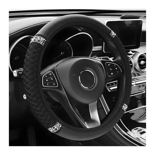 Coprivolante Auto Universale Tessuto, Coprivolante Traspirante Antiscivolo Nero, Adatto per Diametro Esterno del Volante da 36 a 39 cm, Disponibile in Tutte le Stagioni