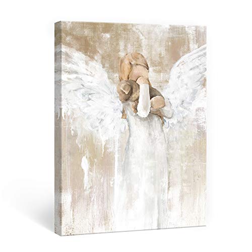 Sumgar Dog With Angel Canvas Wall Art Abstract White Prints Animal Artwork Golden Retriever Lover For Bedroom Living Room Bathroom, 12 X 16 In #TOP8