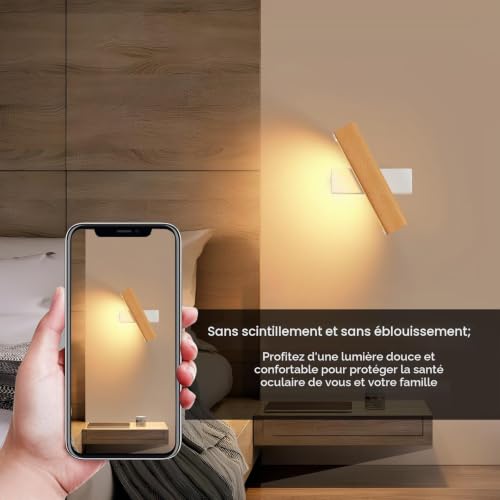 DELIPOP Applique Murale Intérieure Bois, 3000K Moderne Lampe de Murale LED – vue 6