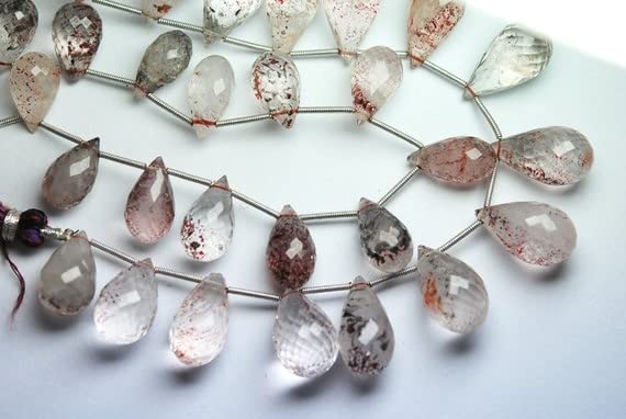Lépidocrolyte briolettes gouttes 15-17mm fil 8 pouces perles naturelles facettées pour bijoux