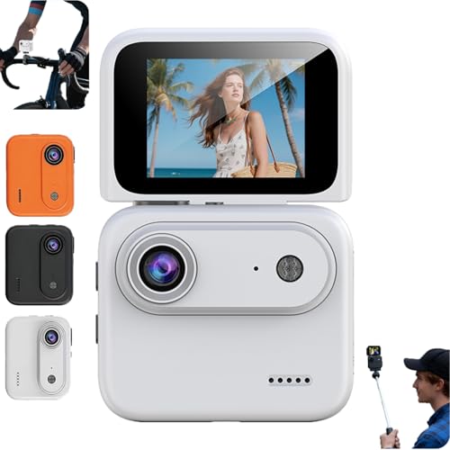 EAOEIHD Action Camera 4K 360°, POV Camera, Universal 1/4" Multi-Functional Flip Screen, Waterproof Sports Camera with Image Stabilization for Vlogging Cycling Travel Outdoor Sports (C)