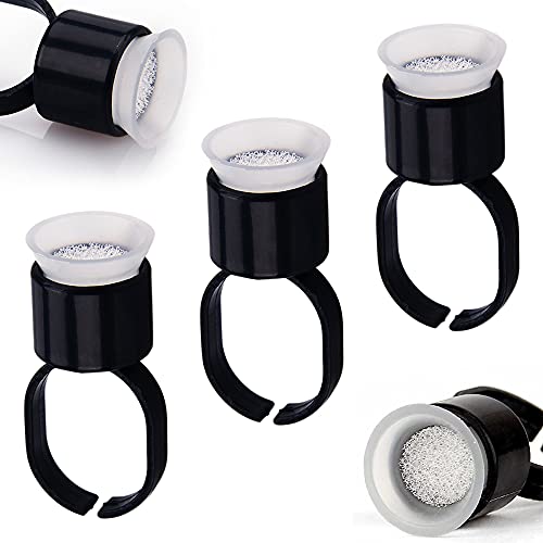 Ink Ring Cups - Autdor 100Pcs Pigment Rings Microblading Pigment Glue Rings with Sponge Ink Caps Cups Permanent Makeup Tattoo Eyelash Eyebrow Extensions Holder for Microblading Supplies (100Pcs)