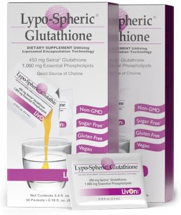 Lypo-Spheric Glutathione 60 Packets (Net 12 fl oz) | 450 milligrams Glutathione Per Packet | Liposome Encapsulated for Maximum Bioavailability | Professionally Formulated | Non-GMO, Immune-Supporting Antioxidant | 1,000 Milligrams Essential Phospholipids Per Packet