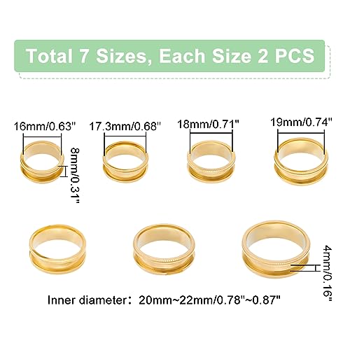 UNICRAFTALE 14pcs Golden Blank Core Ring 7 Size Titanium Steel Grooved Finger Ring Round Empty Blank Ring for Inlay Resin Ring Handmade Ring Jewelry Making Gift - Image 4