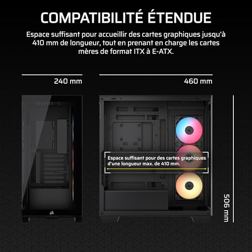 Boitier PC CORSAIR RSR ARGB Tempered Glass Mid Tower 3 ventilateurs ARGB à rotor inversé - vue 8