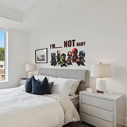 Cute Baby Superhero Wall Decals Removable Vinyl Wall Stickers Peel And Stick Hero Wall Decor For Kids Bedroom Playroom Nursery #TOP3