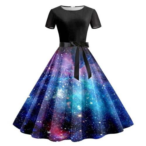 Robe d'été col rond à manches courtes ajustable pour un confort quotidien absolu